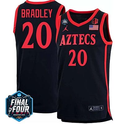 Matt Bradley Jersey #20 San Diego State Aztecs College Basketball 2023 NCAA Final Four Black