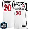 Matt Bradley Jersey #20 San Diego State Aztecs College Basketball 2023 NCAA Final Four White