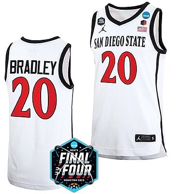 Matt Bradley Jersey #20 San Diego State Aztecs College Basketball 2023 NCAA Final Four White
