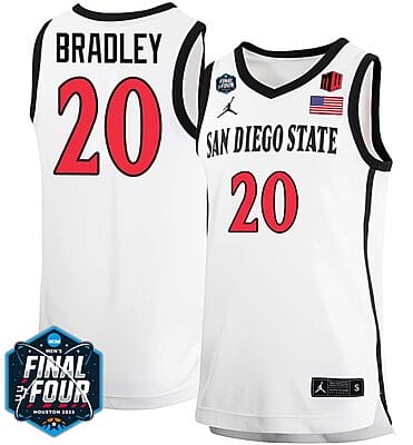 Matt Bradley Jersey #20 San Diego State Aztecs College Basketball 2023 NCAA Final Four White