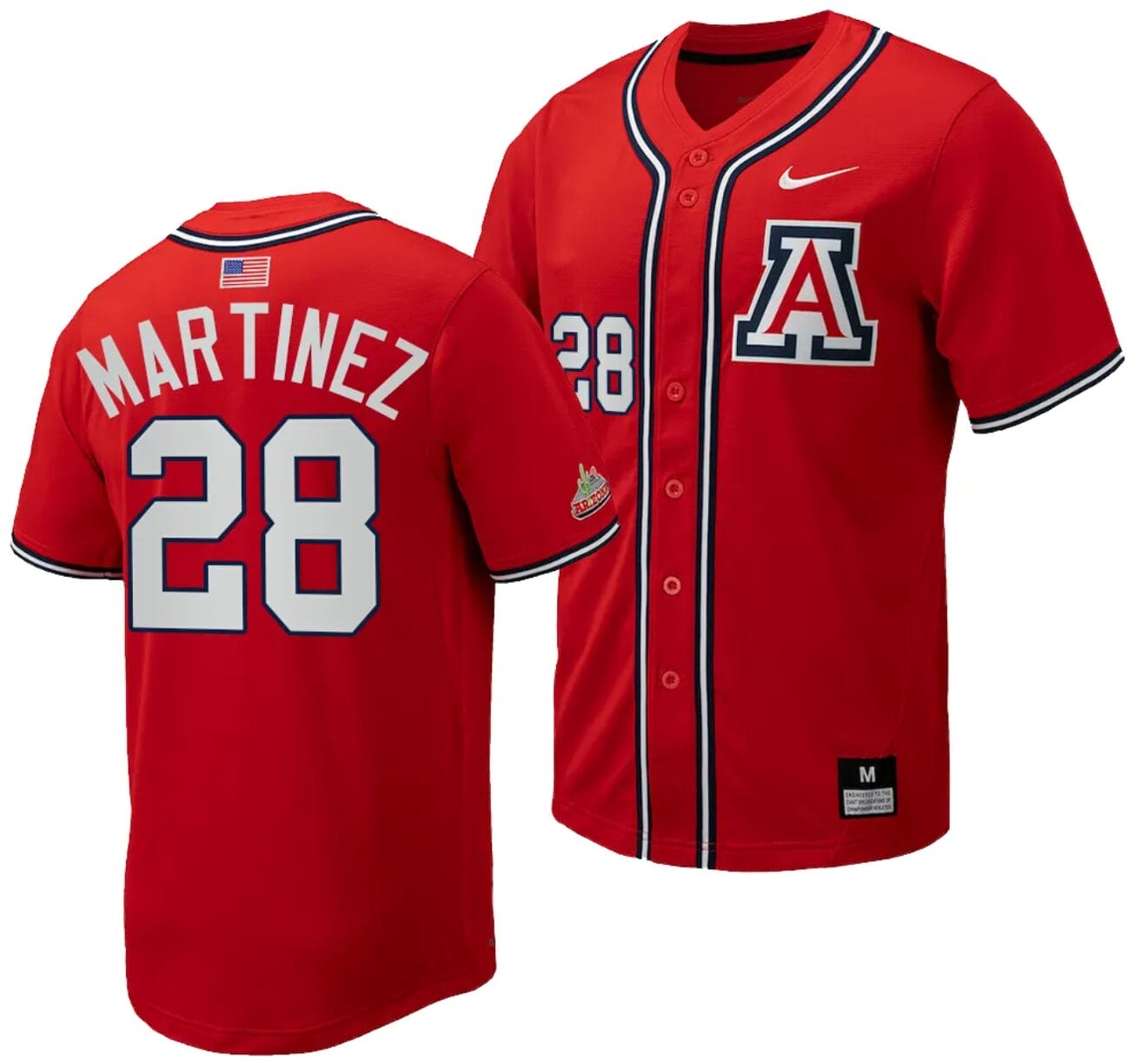 Matthew Martinez Jersey #28 Arizona Wildcats Replica Baseball Full-Button Red
