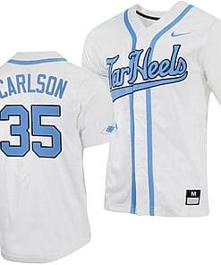 Max Carlson Jersey #35 North Carolina Tar Heels Baseball White Full-Button