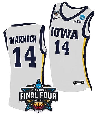 McKenna Warnock Jersey #14 Iowa Hawkeyes College Basketball 2023 NCAA Final Four White