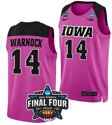 McKenna Warnock Jersey #14 Iowa Hawkeyes College Basketball 2023 NCAA Final Four Pink