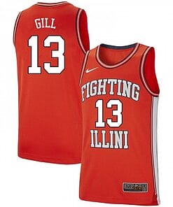 Men Illinois Fighting Illini Kendall Gill Jersey #13 Retro Orange College Basketball Jerseys