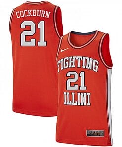 Men Illinois Fighting Illini Kofi Cockburn Jersey #21 Official Retro Orange College Basketball Jerseys