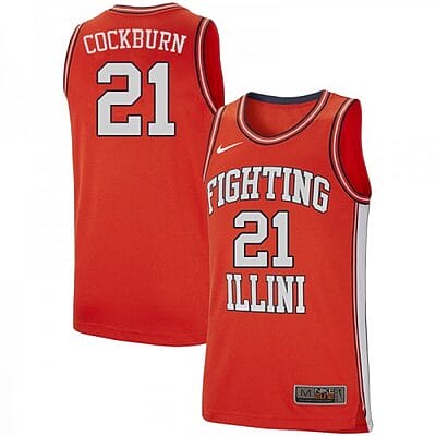 Men Illinois Fighting Illini Kofi Cockburn Jersey #21 Official Retro Orange College Basketball Jerseys