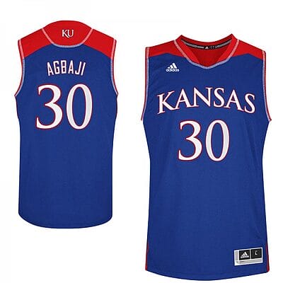 Men Kansas Jayhawks #30 Ochai Agbaji Jersey Blue Embroidery College Basketball Jerseys