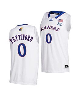 Men's #0 Bobby Pettiford Jr Jersey Kansas Jayhawks College Basketball Jerseys White 2022