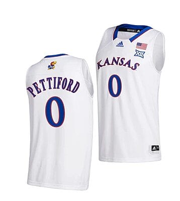 Men's #0 Bobby Pettiford Jr Jersey Kansas Jayhawks College Basketball Jerseys White 2022
