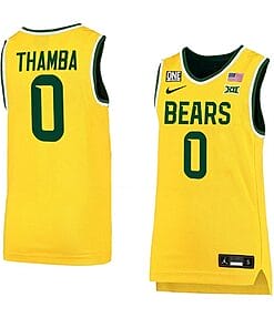 Flo Thamba Jersey #0 Baylor Bears College Basketball Yellow