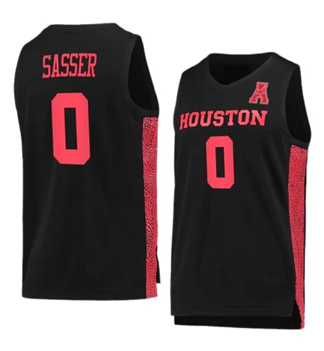 Men's #0 Marcus Sasser Jersey Houston Cougars College Basketball Jerseys Black