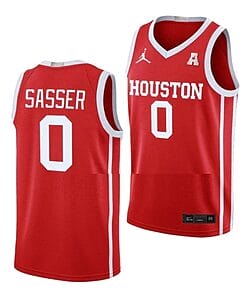 Men's #0 Marcus Sasser Jersey Houston Cougars College Basketball Jerseys Scarlet