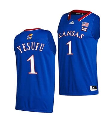 Joseph Yesufu Jersey #1 Kansas Jayhawks College Basketball Jerseys Blue 2022