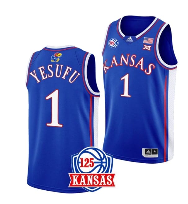 Joseph Yesufu Jersey #1 Kansas Jayhawks College Basketball Jerseys Blue