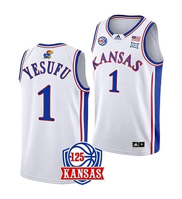 Joseph Yesufu Jersey #1 Kansas Jayhawks College Basketball Jerseys White