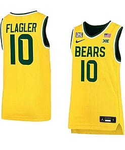 Adam Flagler Jersey #10 Baylor Bears College Basketball Gold