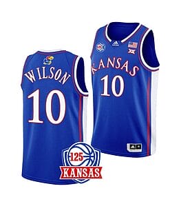 Men's #10 Jalen Wilson Jersey Kansas Jayhawks College Basketball Jerseys Blue