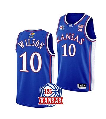 Men's #10 Jalen Wilson Jersey Kansas Jayhawks College Basketball Jerseys Blue