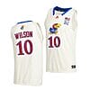 Jalen Wilson Jersey #10 Kansas Jayhawks College Basketball Jerseys Cream 2021