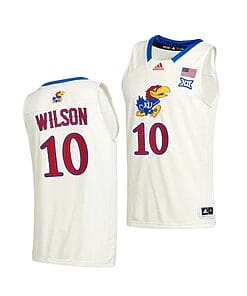 Jalen Wilson Jersey #10 Kansas Jayhawks College Basketball Jerseys Cream 2021