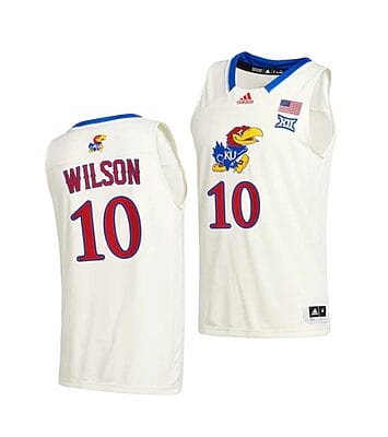 Jalen Wilson Jersey #10 Kansas Jayhawks College Basketball Jerseys Cream 2021