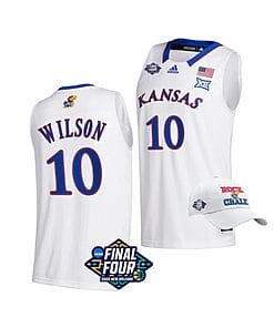 Men's #10 Jalen Wilson Jersey Kansas Jayhawks College Basketball Jerseys March Madness Final Four White