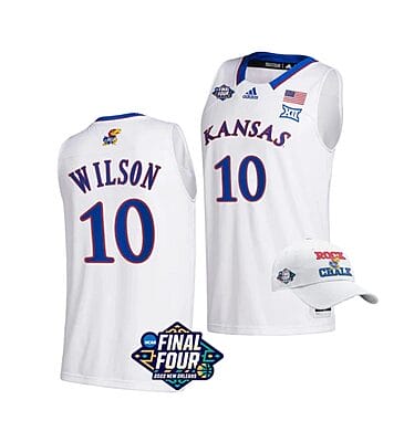 Men's #10 Jalen Wilson Jersey Kansas Jayhawks College Basketball Jerseys March Madness Final Four White