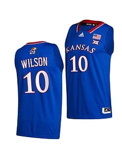 Men's #10 Jalen Wilson Jersey Kansas Jayhawks College Basketball Jerseys Royal 2021
