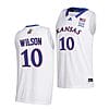 Men's #10 Jalen Wilson Jersey Kansas Jayhawks College Basketball Jerseys White 2021