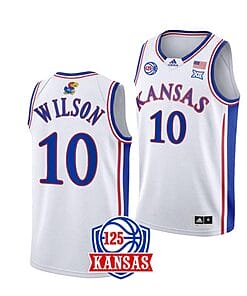 Men's #10 Jalen Wilson Jersey Kansas Jayhawks College Basketball Jerseys White