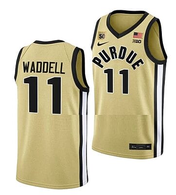 Brian Waddell Jersey #11 Purdue Boilermakers College Basketball Jerseys Gold