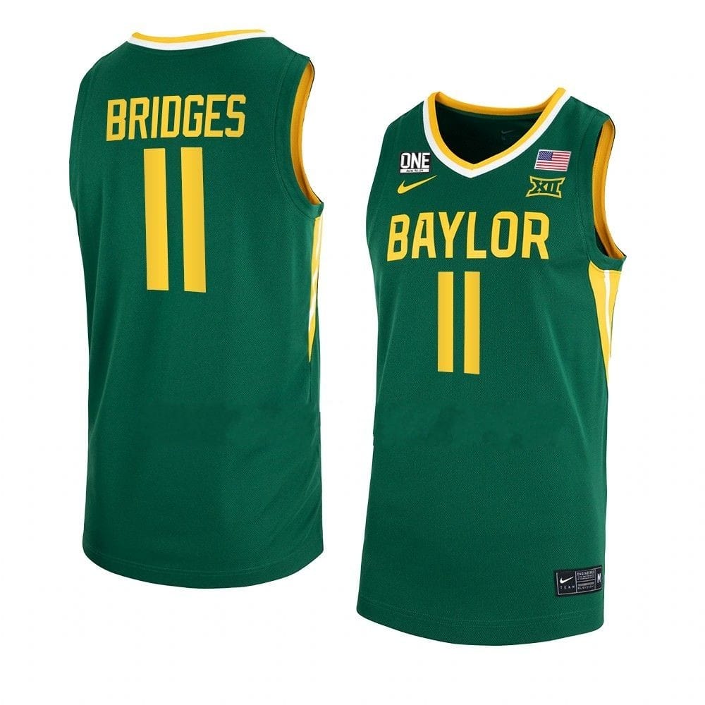 Jalen Bridges Jersey #11 Baylor Bears College Basketball Green