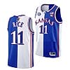 MJ Rice Jersey #11 Kansas Jayhawks College Basketball Jerseys Blue White Split