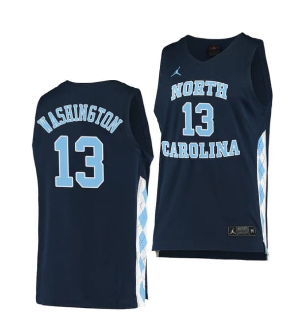 Jalen Washington Jersey #13 North Carolina Tar Heels College Basketball Jerseys Navy