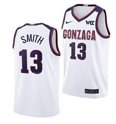 Malachi Smith Jersey #13 Gonzaga Bulldogs College Basketball Jerseys White