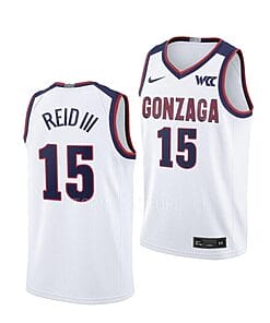 Efton Reid III Jersey #15 Gonzaga Bulldogs College Basketball Jerseys White