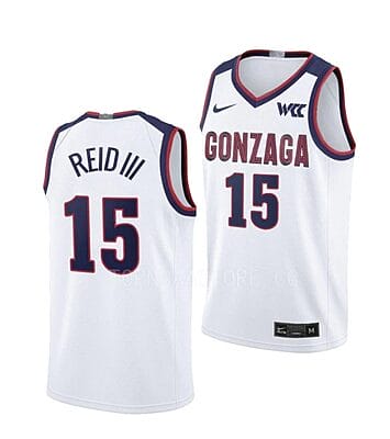 Efton Reid III Jersey #15 Gonzaga Bulldogs College Basketball Jerseys White