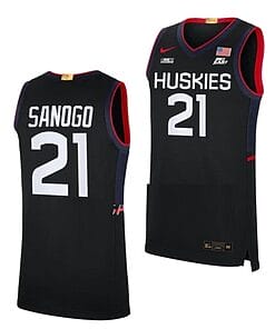 Men's #21 Adama Sanogo Jersey UConn Huskies College Basketball Jerseys Black