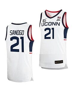Men's #21 Adama Sanogo Jersey UConn Huskies College Basketball Jerseys White Home