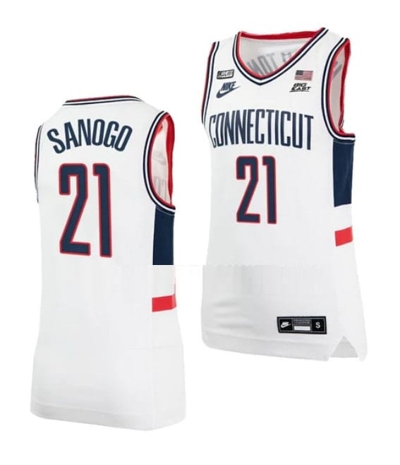 Men's #21 Adama Sanogo Jersey UConn Huskies College Basketball Jerseys White