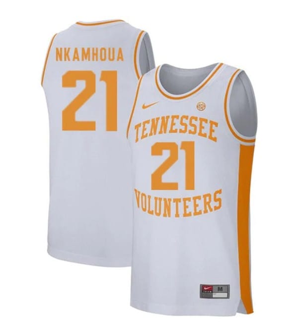 Olivier Nkamhoua Jersey #21 Tennessee Volunteers College Basketball White