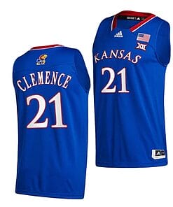 Zach Clemence Jersey #21 Kansas Jayhawks College Basketball Jerseys Blue 2022