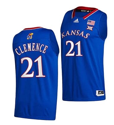 Zach Clemence Jersey #21 Kansas Jayhawks College Basketball Jerseys Blue 2022