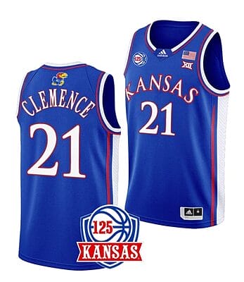 Men's #21 Zach Clemence Jersey Kansas Jayhawks College Basketball Jerseys Blue