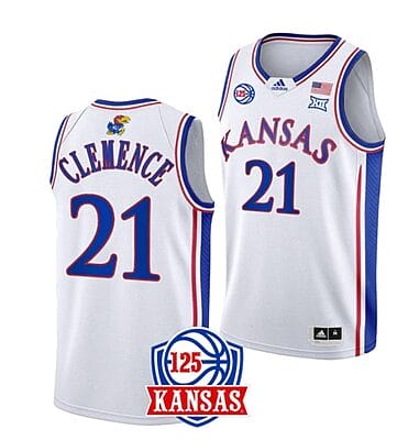 Men's #21 Zach Clemence Jersey Kansas Jayhawks College Basketball Jerseys White