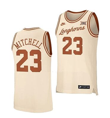 Dillon Mitchell Jersey #23 Texas Longhorns College Basketball Cream