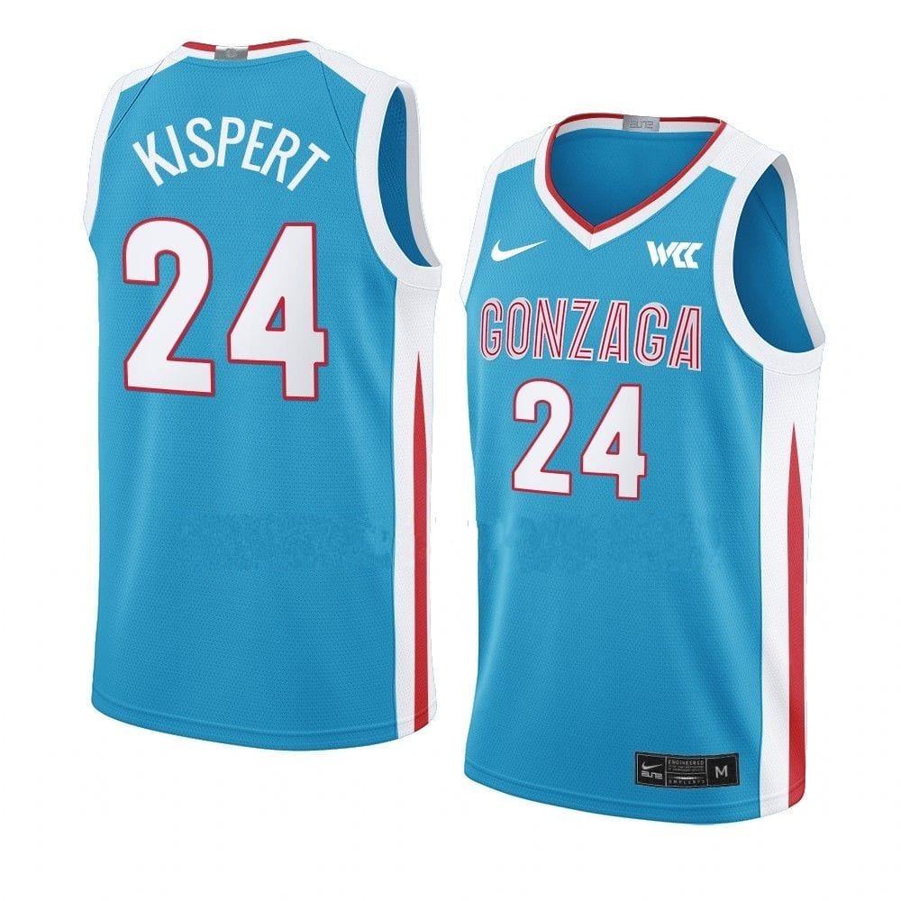 Corey Kispert Jersey #24 Gonzaga Bulldogs College Basketball Jerseys Blue