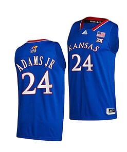 KJ Adams Jr Jersey #24 Kansas Jayhawks College Basketball Jerseys Blue 2022