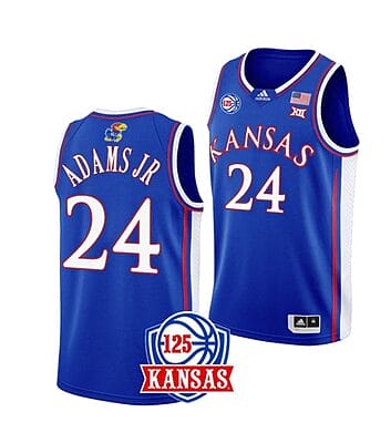 Men's #24 K.J. Adams Jr Jersey Kansas Jayhawks College Basketball Jerseys Blue